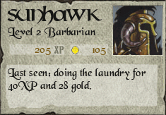 Sunhawk, my Chore Wars character